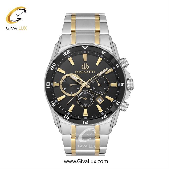 ساعت مچی اورجینال مردانه بیگوتی BIGOTTI سه موتوره کرنوگراف نقره ای | طلایی-نقره ای| مشکی| کد رفرنس BG.1.10544-5