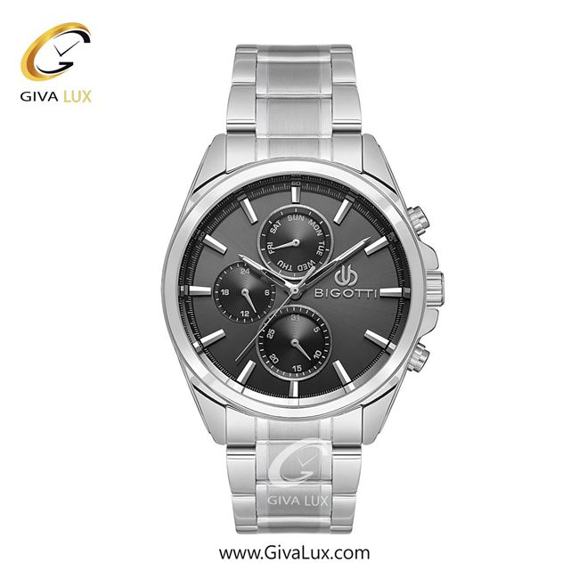 ساعت مچی اورجینال مردانه بیگوتی BIGOTTI سه موتوره فول تایم نقره ای | نقره ای| مشکی| کد رفرنس BG.1.10545-1