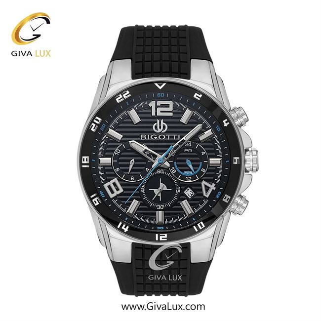 ساعت مچی اورجینال مردانه بیگوتی BIGOTTI سه موتوره کرنوگراف نقره ای | مشکی| مشکی| کد رفرنس BG.1.10552-1