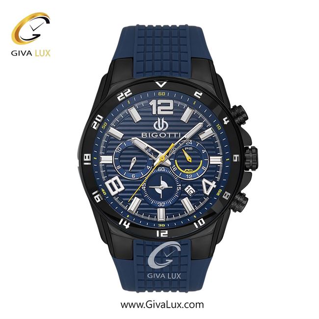 ساعت مچی اورجینال مردانه بیگوتی BIGOTTI سه موتوره کرنوگراف مشکی | سرمه ای| سرمه ای| کد رفرنس BG.1.10552-6