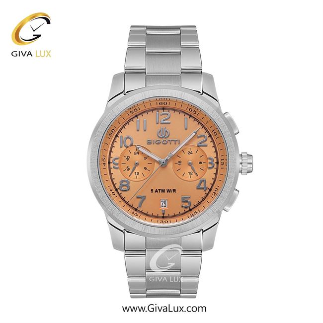 ساعت مچی اورجینال مردانه بیگوتی BIGOTTI سه موتوره کرنوگراف نقره ای | نقره ای| گلبهی| کد رفرنس BG.1.10553-1