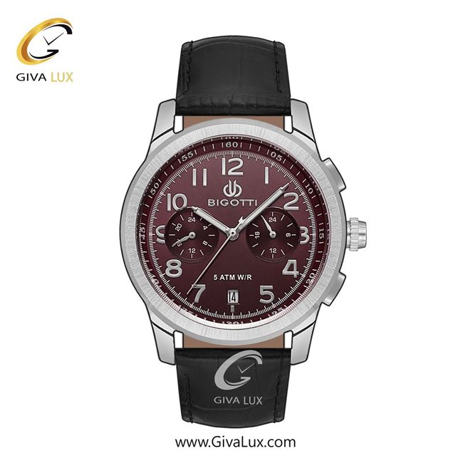 ساعت مچی اورجینال مردانه بیگوتی BIGOTTI سه موتوره کرنوگراف نقره ای | مشکی| زرشکی| کد رفرنس BG.1.10554-1