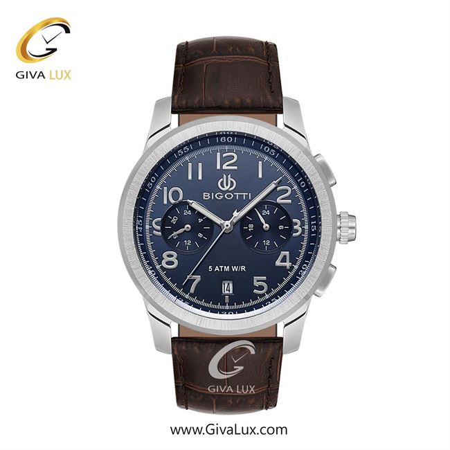 ساعت مچی اورجینال مردانه بیگوتی BIGOTTI سه موتوره کرنوگراف نقره ای | قهوه ای| سرمه ای| کد رفرنس BG.1.10554-2