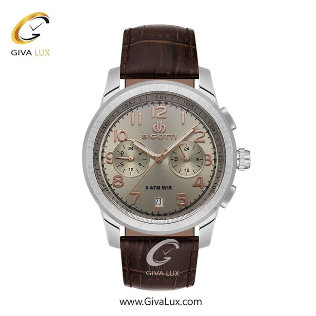 ساعت مچی اورجینال مردانه بیگوتی BIGOTTI سه موتوره کرنوگراف نقره ای | قهوه ای| خاکی| کد رفرنس BG.1.10554-4