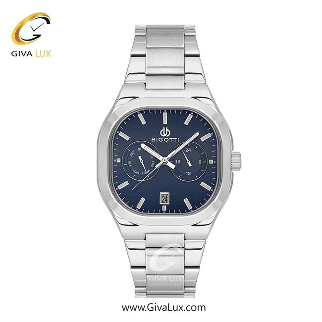 ساعت مچی اورجینال مردانه بیگوتی BIGOTTI سه موتوره کرنوگراف نقره ای | نقره ای| سرمه ای| کد رفرنس BG.1.10555-4