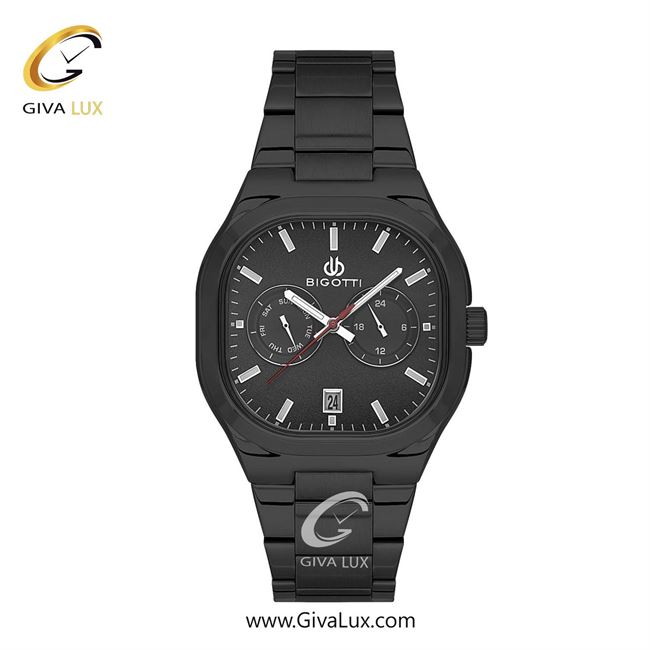 ساعت مچی اورجینال مردانه بیگوتی BIGOTTI سه موتوره کرنوگراف مشکی | مشکی| مشکی| کد رفرنس BG.1.10555-5
