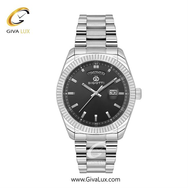 ساعت مچی اورجینال مردانه بیگوتی BIGOTTI نقره ای | نقره ای| مشکی| کد رفرنس BG.1.10556-2