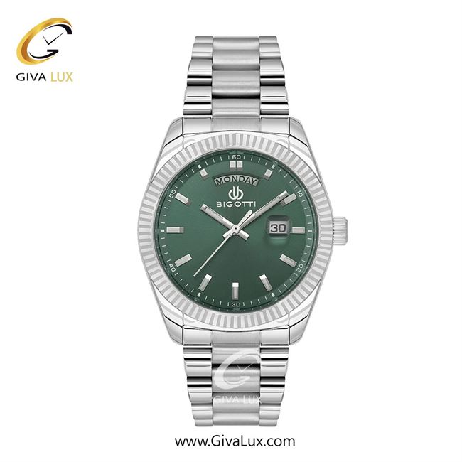 ساعت مچی اورجینال مردانه بیگوتی BIGOTTI نقره ای | نقره ای| سبز یشمی تیره| کد رفرنس BG.1.10556-3