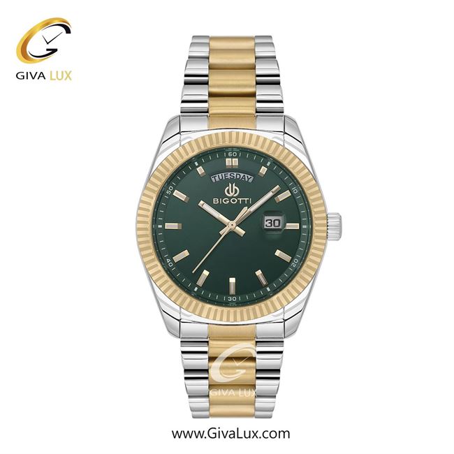 ساعت مچی اورجینال مردانه بیگوتی BIGOTTI طلایی | طلایی-نقره ای| سبز یشمی تیره| کد رفرنس BG.1.10556-5