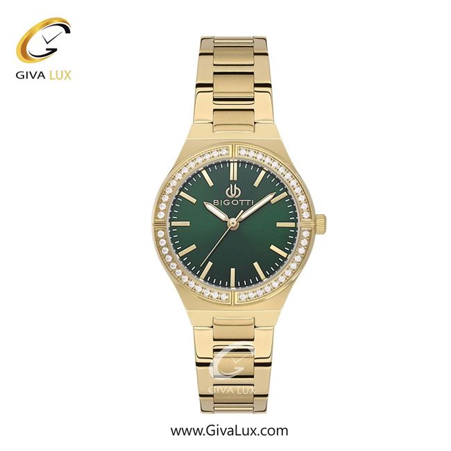 ساعت مچی اورجینال زنانه بیگوتی BIGOTTI طلایی | طلایی| سبز یشمی تیره| کد رفرنس BG.1.10559-3