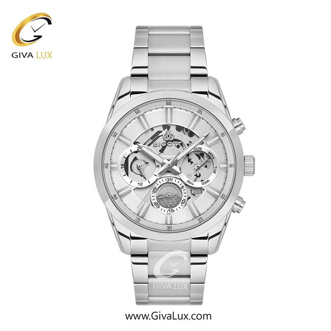 ساعت مچی اورجینال مردانه بیگوتی BIGOTTI سه موتوره فول تایم نقره ای | نقره ای| نقره ای| کد رفرنس BG.1.10561-1