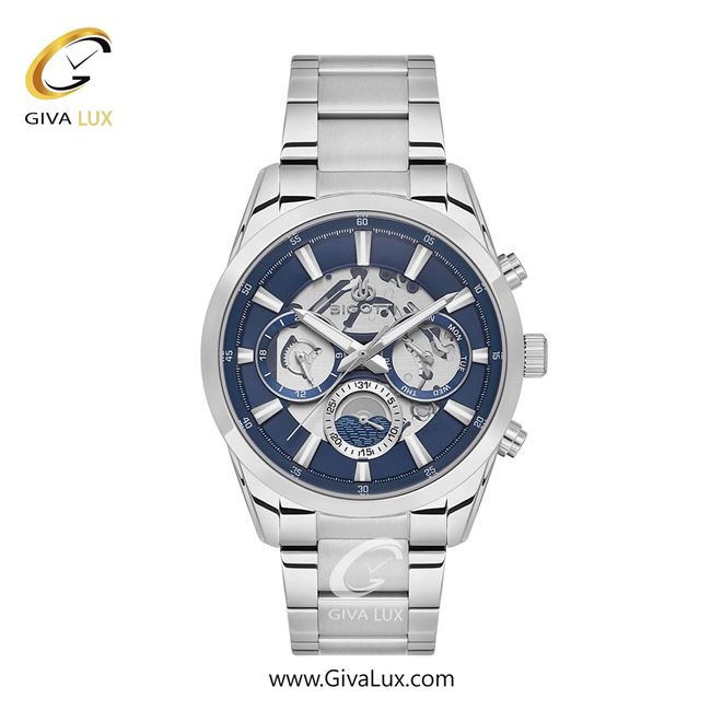 ساعت مچی اورجینال مردانه بیگوتی BIGOTTI سه موتوره فول تایم نقره ای | نقره ای| سرمه ای| کد رفرنس BG.1.10561-3