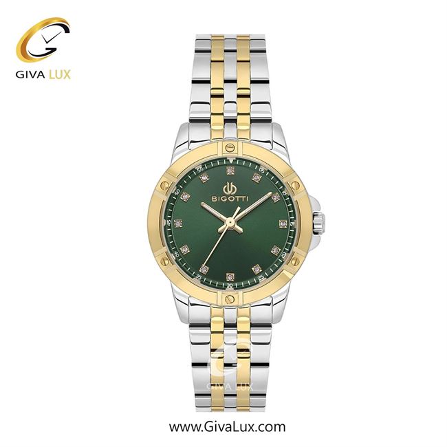 ساعت مچی اورجینال زنانه بیگوتی BIGOTTI طلایی | نقره ای-طلایی| سبز یشمی تیره| کد رفرنس BG.1.10563-4