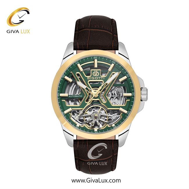 ساعت مچی اورجینال مردانه بیگوتی BIGOTTI طلایی | قهوه ای| سبز یشمی تیره| کد رفرنس BG.1.10565-4