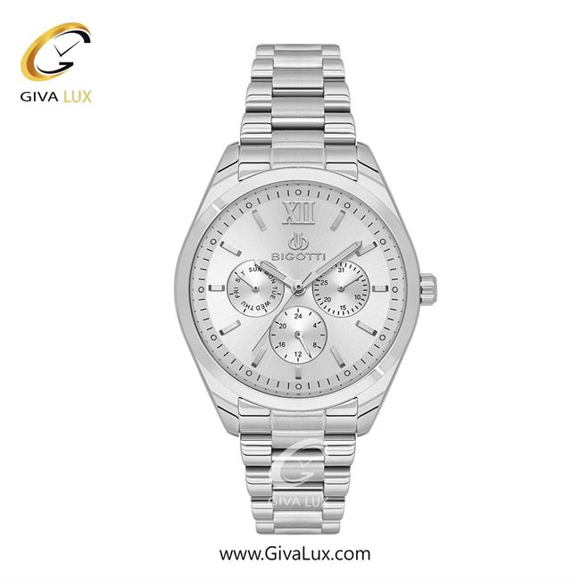 ساعت مچی اورجینال زنانه بیگوتی BIGOTTI سه موتوره فول تایم نقره ای | نقره ای| نقره ای| کد رفرنس BG.1.10566-1