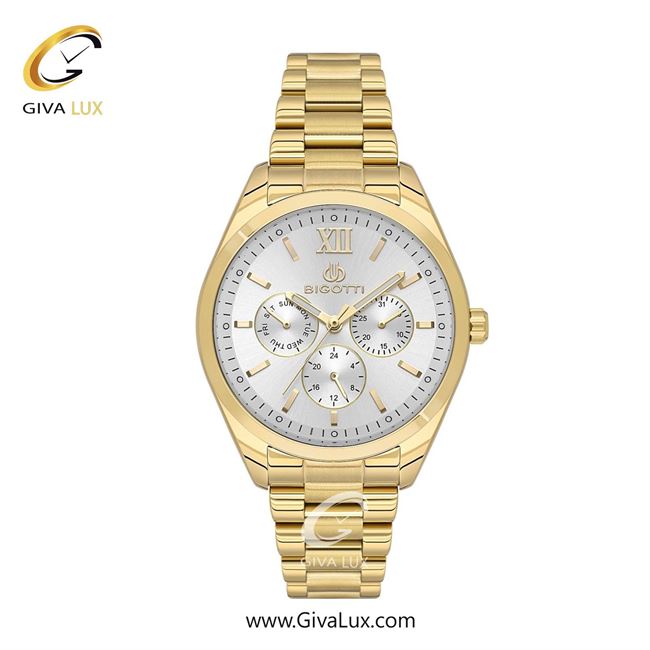 ساعت مچی اورجینال زنانه بیگوتی BIGOTTI سه موتوره فول تایم طلایی | طلایی| نقره ای| کد رفرنس BG.1.10566-2