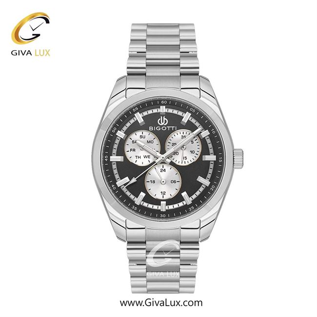 ساعت مچی اورجینال مردانه بیگوتی BIGOTTI سه موتوره فول تایم نقره ای | نقره ای| دودی|تیتانیوم| کد رفرنس BG.1.10572.2