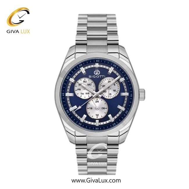 ساعت مچی اورجینال مردانه بیگوتی BIGOTTI سه موتوره فول تایم نقره ای | نقره ای| سرمه ای| کد رفرنس BG.1.10572.3