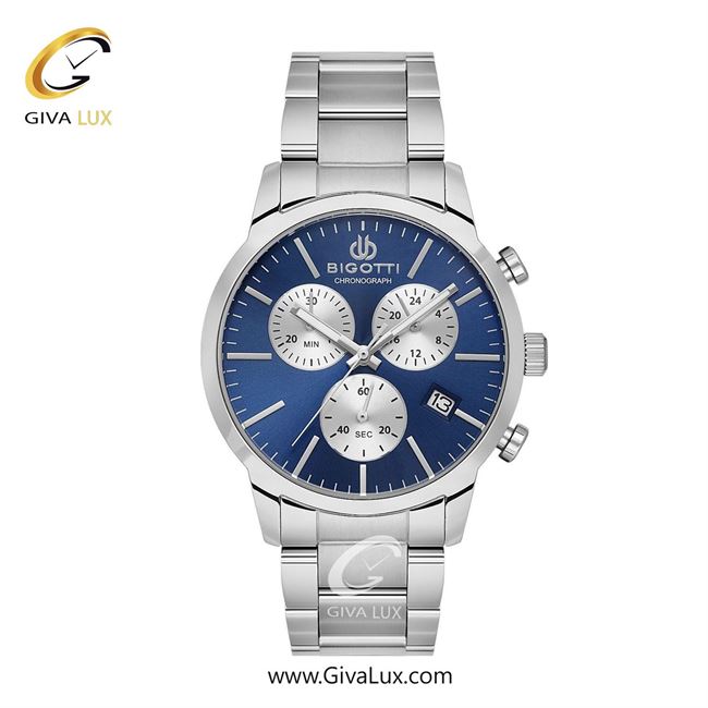 ساعت مچی اورجینال مردانه بیگوتی BIGOTTI سه موتوره کرنوگراف نقره ای | نقره ای| سرمه ای| کد رفرنس BG.1.10576.3
