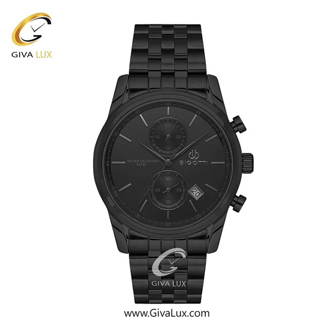 ساعت مچی اورجینال مردانه بیگوتی BIGOTTI سه موتوره کرنوگراف مشکی | مشکی| مشکی| کد رفرنس BG.1.10580.5
