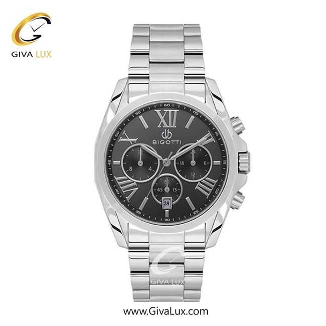 ساعت مچی اورجینال مردانه بیگوتی BIGOTTI سه موتوره کرنوگراف نقره ای | نقره ای| دودی|تیتانیوم| کد رفرنس BG.1.10588.2