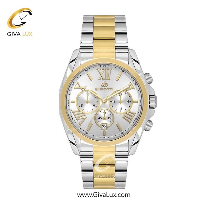 ساعت مچی اورجینال مردانه بیگوتی BIGOTTI سه موتوره کرنوگراف طلایی | طلایی-نقره ای| نقره ای| کد رفرنس BG.1.10588.4