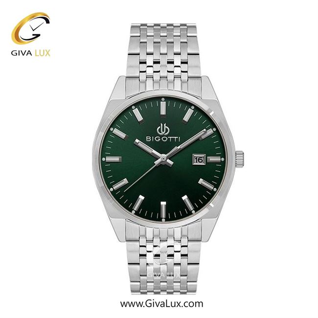 ساعت مچی اورجینال مردانه بیگوتی BIGOTTI نقره ای | نقره ای| سبز یشمی تیره| کد رفرنس BG.1.10592.4