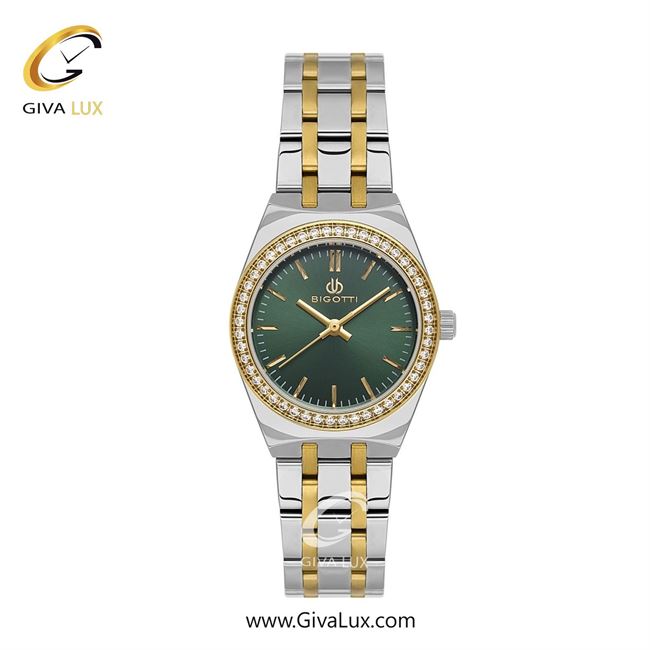 ساعت مچی اورجینال زنانه بیگوتی BIGOTTI طلایی | طلایی-نقره ای| سبز یشمی تیره| کد رفرنس BG.1.10615-5
