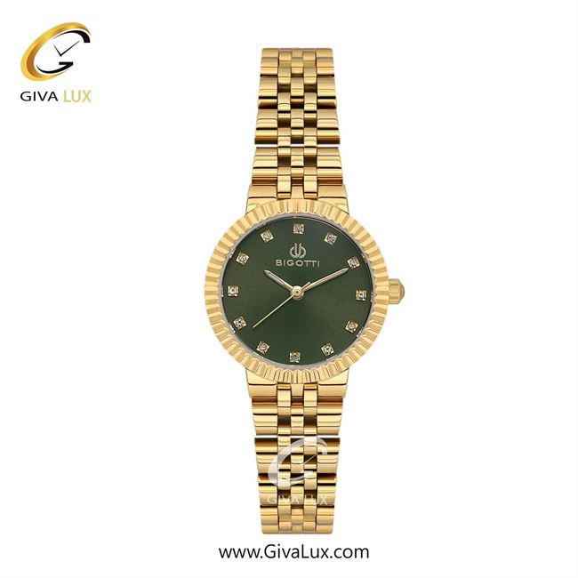 ساعت مچی اورجینال زنانه بیگوتی BIGOTTI طلایی | طلایی| سبز یشمی تیره| کد رفرنس BG.1.10620-3