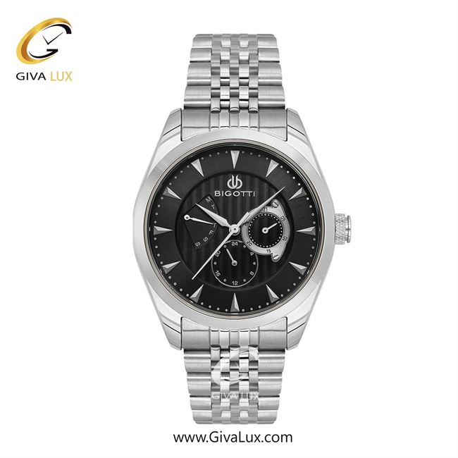 ساعت مچی اورجینال مردانه بیگوتی BIGOTTI سه موتوره فول تایم نقره ای | نقره ای| مشکی| کد رفرنس BG.1.10624-2