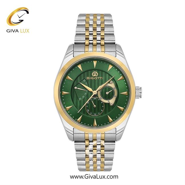 ساعت مچی اورجینال مردانه بیگوتی BIGOTTI سه موتوره فول تایم طلایی | طلایی-نقره ای| سبز| کد رفرنس BG.1.10624-4