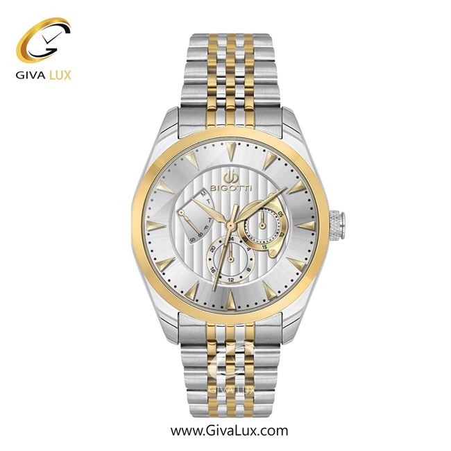ساعت مچی اورجینال مردانه بیگوتی BIGOTTI سه موتوره فول تایم طلایی | نقره ای-طلایی| نقره ای| کد رفرنس BG.1.10624-5