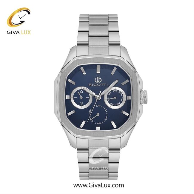 ساعت مچی اورجینال مردانه بیگوتی BIGOTTI سه موتوره فول تایم نقره ای | نقره ای| سرمه ای| کد رفرنس BG.1.10625-3