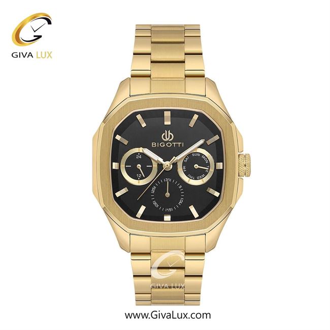 ساعت مچی اورجینال مردانه بیگوتی BIGOTTI سه موتوره فول تایم طلایی | طلایی| مشکی| کد رفرنس BG.1.10625-4