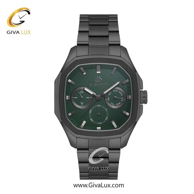 ساعت مچی اورجینال مردانه بیگوتی BIGOTTI سه موتوره فول تایم مشکی | مشکی| سبز یشمی تیره| کد رفرنس BG.1.10625-5