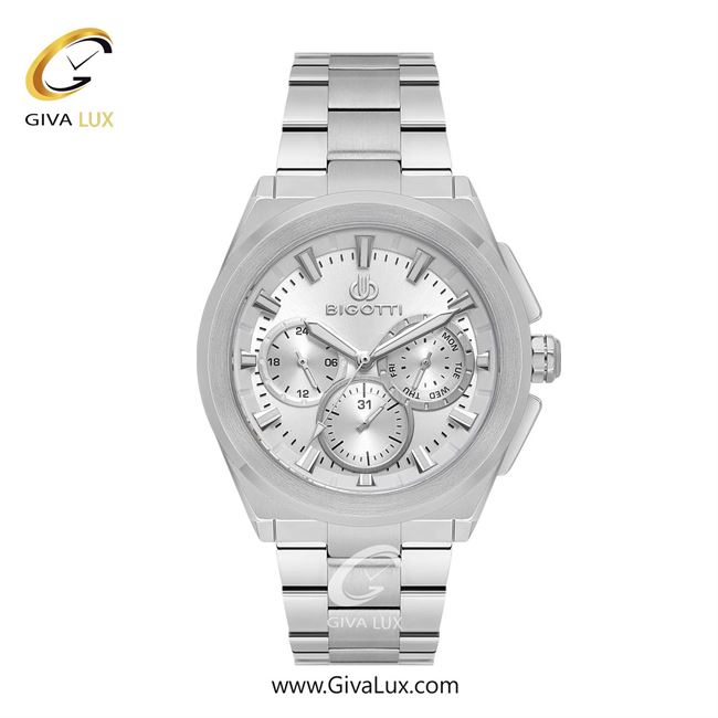 ساعت مچی اورجینال مردانه بیگوتی BIGOTTI سه موتوره فول تایم نقره ای | نقره ای| نقره ای| کد رفرنس BG.1.10627-1