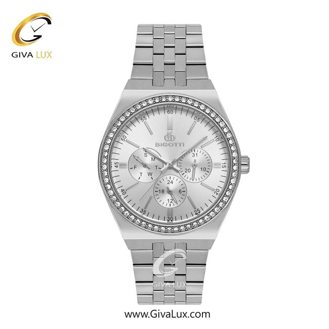 ساعت مچی اورجینال زنانه بیگوتی BIGOTTI سه موتوره فول تایم نقره ای | نقره ای| نقره ای| کد رفرنس BG.1.10635-1
