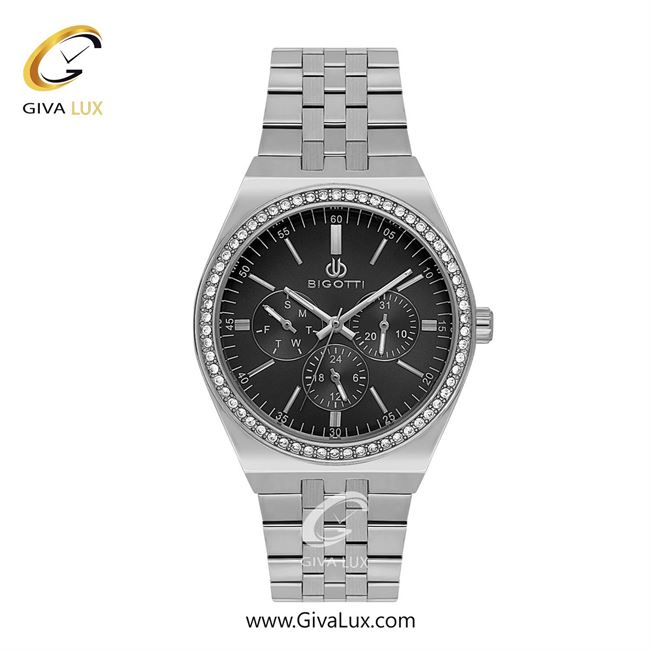 ساعت مچی اورجینال زنانه بیگوتی BIGOTTI سه موتوره فول تایم نقره ای | نقره ای| مشکی| کد رفرنس BG.1.10635-3