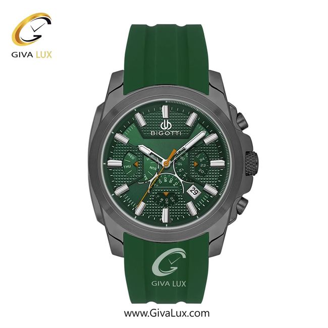 ساعت مچی اورجینال مردانه بیگوتی BIGOTTI سه موتوره کرنوگراف تیتانیوم | سبز| سبز| کد رفرنس BG.1.10636-4