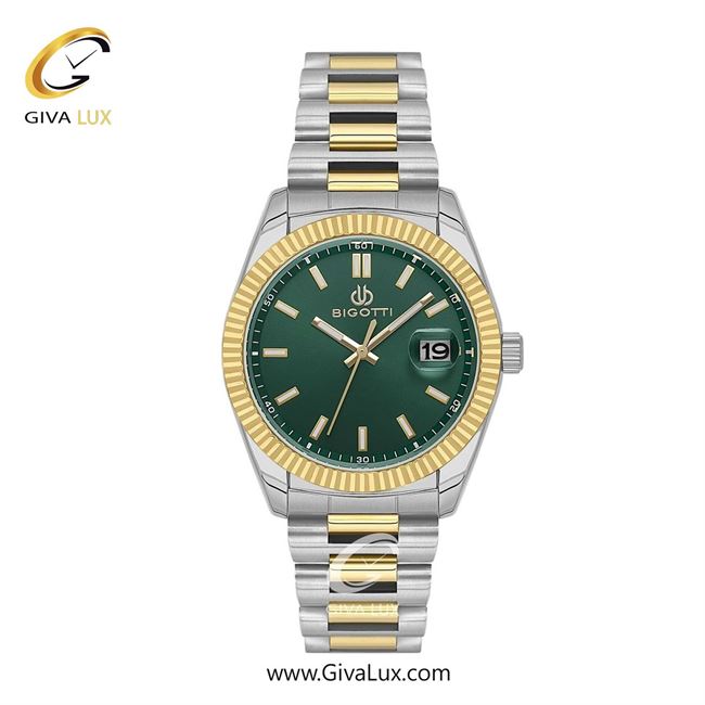 ساعت مچی اورجینال مردانه بیگوتی BIGOTTI طلایی | نقره ای-طلایی| سبز یشمی تیره| کد رفرنس BG.1.10639-5