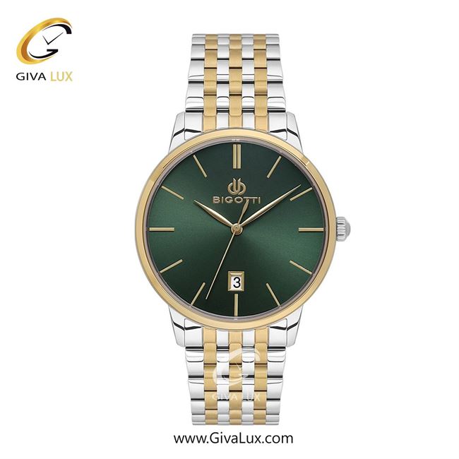 ساعت مچی اورجینال مردانه بیگوتی BIGOTTI طلایی | طلایی-نقره ای| سبز یشمی تیره| کد رفرنس BG.1.10644.5