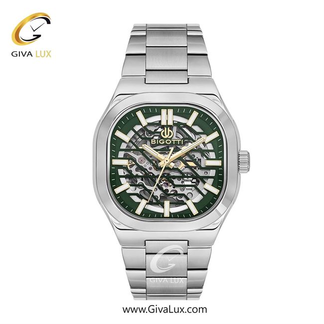ساعت مچی اورجینال مردانه بیگوتی BIGOTTI نقره ای | نقره ای| سبز یشمی تیره| کد رفرنس BG.1.10645.4