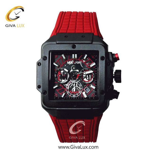 ساعت مچی اورجینال مردانه مکس فورت (MAXFORT) سه موتوره کرنوگراف مشکی | قرمز| قرمز-مشکی| کد رفرنس MX-108
