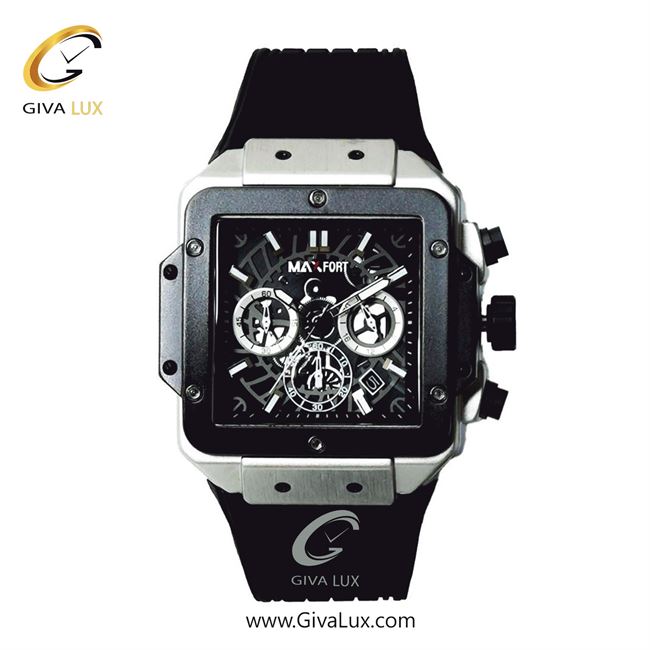 ساعت مچی اورجینال مردانه مکس فورت (MAXFORT) سه موتوره کرنوگراف نقره ای-مشکی | مشکی| مشکی| کد رفرنس MX-108