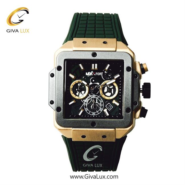 ساعت مچی اورجینال مردانه مکس فورت (MAXFORT) سه موتوره کرنوگراف نقره ای-طلایی | سبز| سبز یشمی تیره| کد رفرنس MX-108