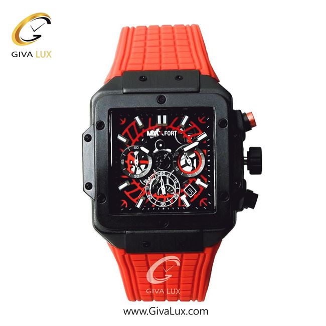 ساعت مچی اورجینال مردانه مکس فورت (MAXFORT) سه موتوره کرنوگراف مشکی | نارنجی| مشکی-نارنجی| کد رفرنس MX-108