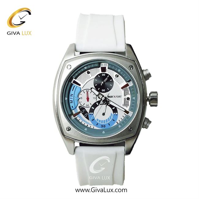ساعت مچی اورجینال مردانه مکس فورت (MAXFORT) سه موتوره کرنوگراف نقره ای | سفید| سفید| کد رفرنس MX-109