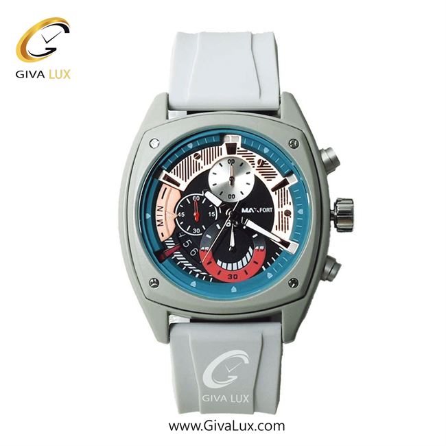ساعت مچی اورجینال مردانه مکس فورت (MAXFORT) سه موتوره کرنوگراف نقره ای | سفید| مشکی-هفت رنگ| کد رفرنس MX-109