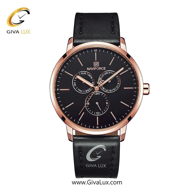 ساعت مچی مردانه بند چرمی فول تایم ناوی فورس(نیوی فورس) NF3001 RG/B