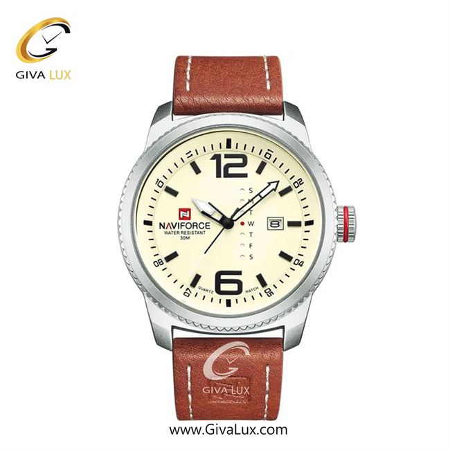 ساعت مچی اورجینال مردانه ناوی فورس|Naviforce|نوی فورس|نیوی فورس نقره ای | قهوه ای| کرم| کد رفرنس NF9063